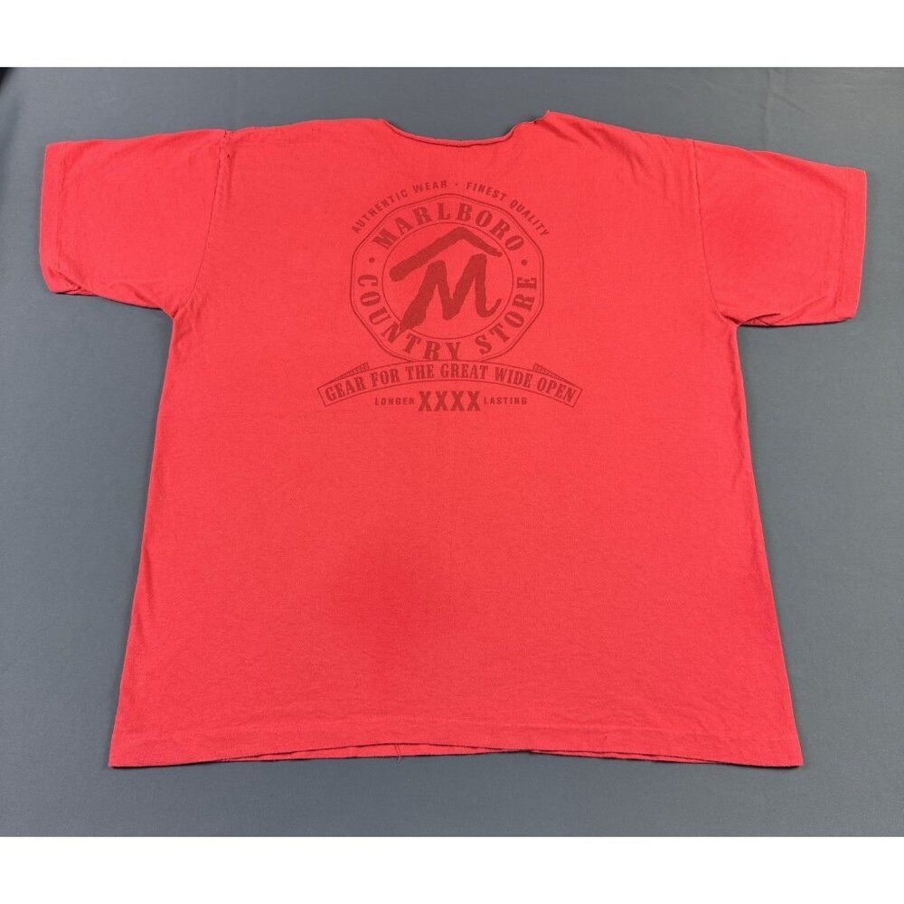 Rare Vintage 90s Marlboro Country Store Cigarette Smoke Red Pocket Shirt